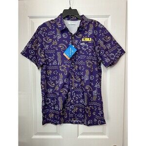 Size S Columbia LSU Tigers Super Slack Omni-Wick Button-Up Shirt Men Purple NEW
